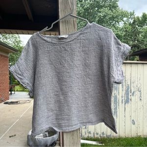Elizabeth Suzann Georgia Tee OS in light grey linen gauze